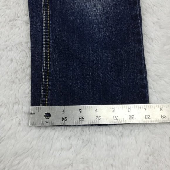 Vanity Womens Capri Jeans Blue Denim Distressed Whiskering Medium Wash 27 - Picture 6 of 9